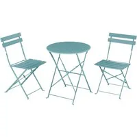 EUGAD Balkonset, (Set, 1-tlg., 1 Tisch, 2 Stühle), klappbar, aus Metall für Balkon Garten