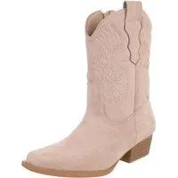 Ital-Design Modische Cowboy-Stiefel mit komfortablem Innenfutter Westernstiefelette (90482520) Blockabsatz Stiefeletten in Beige
