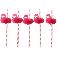 PAPSTAR Trinkhalme Trinkhalme, Papier Ø 6 mm, 20 cm pink Flamingo 50 Stk