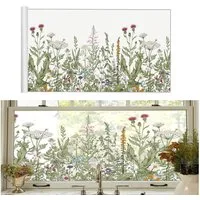 Agger Fensterfolie Selbsthaftend,abziehbare DIY-Sticker mit statischer Haftung, bunte Blumenaufkleber, Fenster Sichtschutzfolie,Balkontür Fenster
