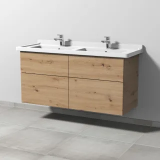 Sanipa 3way Waschtischunterbau zu Duravit Starck 3 Waschtisch mit 4 Auszügen, Eiche Natural-Touch SM71385