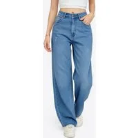 Imily Bela Weite Jeans Damen hochtaillierte Loose-fit-Jeans mit Waschungseffekt (Packung, 1-tlg., 1per-Pack) 5-Pocket-Style
