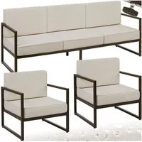 tectake Essgruppe Garten-Loungeset, (Set., 3-tlg), Pulverbeschichtete Stahlgestelle für maximale Stabilität