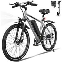 EVERCROSS TECH E-Bike Cityrad für Pendler,27,5-Zoll-Elektrofahrrad,36V 13AH AKKU, 7 Gang, Heckmotor, 468 Wh, 1 Gang, 250W, 468 Wh,E-Citybike mit Schloss, Pumpe