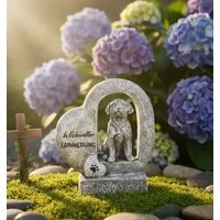 MF Grabkerze Ewige Treue Hund im Grabherz 21,5 cm Gedenkfigur in Grau (1-tlg)
