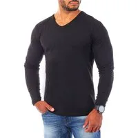 Young & Rich Langarmshirt Herren Uni Basic Longsleeve V-Ausschnitt V-Neck Unterziehshirt 2001 Rundhalsauschnitt unifarben langarm slim fit