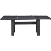 vidaXL Gartentisch, Garten-Esstisch Schwarz 200x100x74 cm Glas und Poly Rattan
