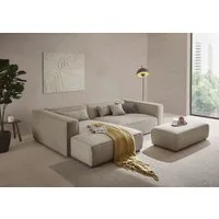 LeGer Home by Lena Gercke Ecksofa PIARA XXL, L-Form, Schlaffunktion, Cord, Leinenoptik o. Strukturstoff, Hocker stellbar zum Schlafsofa (Krokodilverbinder), tiefe Sitzfläche