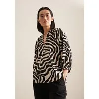 seidensticker Shirtbluse Schwarze Rose 3/4 Rundhals Druck