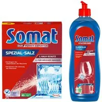 Somat Spezial Salz (1,2 kg) & Klarspüler (750ml), [2-St. Geschirrspüler-Pflege Set für Kalk-Schutz & brillanten Glanz)