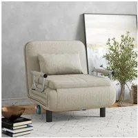 HOMCOM Sessel 3 in 1, mit Bettfunktion, 3-stufig Verstellbarer Rückenlehne, Rollen (Klappsessel, 1-St., Schlafsessel), 120kg Belastbar, für Wohnzimmer, Grau