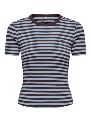 ONLY - ONLVAL S/S O-NECK STRIPE TOP JRS Coffee Bean - Gr. - XS