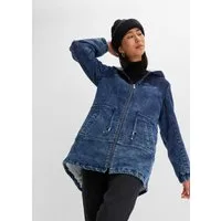 bonprix Parka lässiger Jeans-Look, mit flauschigem Teddyfell-Futter, mit Kapuze