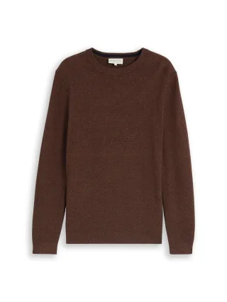 Tom Tailor - Strickpullover aus Baumwolle mouline camel navy - Gr. - XXXL