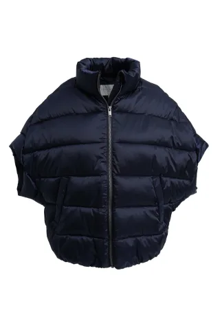 Milano Italy - puffer o-shape vest standup collar navy - Gr. - 42