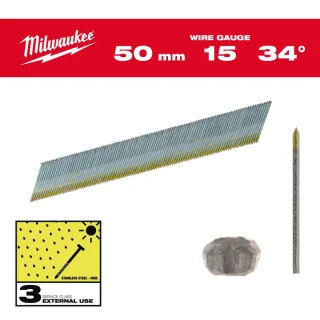 Milwaukee Stift-Nägel 15G 34° SC3, Edelstahl - 4932492580