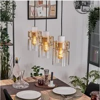 hofstein Hängeleuchte 3-flammige Hängelampe aus Metall/Glas in Weiß/Bernsteinfarben/Klar, ohne Leuchtmittel, Retro/Vintage-Pendelleuchte (15cm), E27, verstellbar bis 150cm
