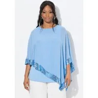 Ulla Popken Druckbluse Bluse Chiffon-Überwurf U-Boot-Ausschnitt 3/4-Arm