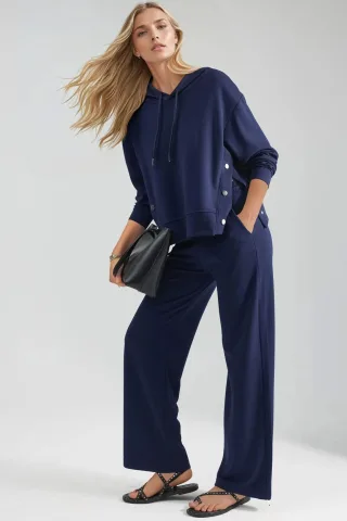 Modal Touch Kapuzen-Hohe Taille Weit Bein Zweiteiliges Set