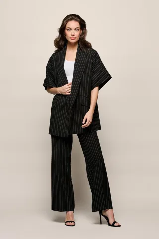 Roseline Kimono Blazer Schwarz/Weiß