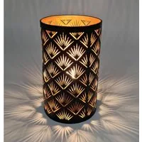 Spetebo LED Dekolicht LED Metall Tischlampe mit 3D Effekt - 20 x 12 cm, Ein-/Ausschalter, LED fest integriert, warm weiß, Deko Tischleuchte Batterie betrieben - Leuchte Lampe Licht Dekoration
