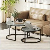 HOMCOM Couchtisch Runder Kaffeetisch (Satztisch, 2-St., Wohnzimmertisch), 78,5 x 78,5 x 46,5 cm, Grau