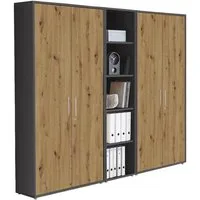 BMG Möbel Aktenschrank Büromöbel Office Edition 10 (Aktenschrank Regal Set, besteht aus 2x Aktenschrank und 1x Regal) mit viel Stauraum, abschließbar