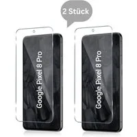 CLM-Tech Displayschutzglas 2x Schutzfolie für Google Pixel 8 Pro - Panzerfolie für Google Pixel 8 Pro, - Panzerglas Folie - Anti-Fingerabdruck und kratzfest -, 2 Stück, Unterstützt Fingerabdruck-ID