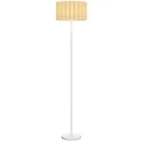 HOMCOM Stehlampe Stehleuchte mit E27 Fassung, mit Wellenschirm, Ohne Leuchtmittel, für Wohnzimmer, Schlafzimmer, exkl. Leuchtmittel, Weiß