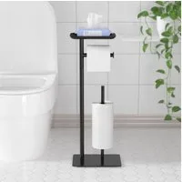 niffgaff Toilettenpapierhalter Stehender Klopapierhalter aus Edelstahl mit Ablagefläche (1-St), Platz für 4+1 Rollen, WC-Papierhalter mit praktischem Stauraum
