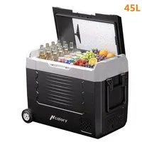 AUDEW Kühlbox Kompressor-Kühlbox Ohne Bluetooth-App, Dual-Zone Camping-Kühlschrank, 45L Auto Kühlschrank 12V/24V/230V mit Rollen, Trennwand &Schneidebrett