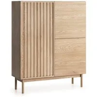 Beautysofa Kommode SAPPORO im Japandi-Stil (Push-to-Open-Funktion, mit 3 Türen), Lamellenfront