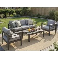 MeXo Gartenlounge-Set XXL Gartenmöbel Set Aluminium Outdoor, (Gartenmöbel Set, 4-tlg., 1×3-Sitzer Sofa, 2×Sessel, 1×Tisch, 10×Auflagen), wetterfest Sitzgruppe Essgruppe Gartengarnitur für 4-5 Personen