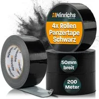 Hinrichs Klebeband Hinrichs 4 Rollen Panzerband schwarz 50m