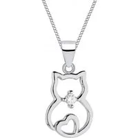 Goldene Hufeisen Kette mit Anhänger Halskette Katze Anhänger Kette 925 Silber mit Zirkonia Kater, 925 Sterling Silber Silberschmuck für Kinder, mit Zirkonia