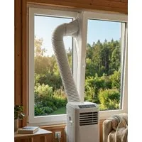 WDH Fenster-Set Erweiterung Klettverschluss Window Kit / Fenster Abdichtung Klimagerät, Zubehör für Mobile Klimageräte, Verhindert das Eindringen von Außenhitze