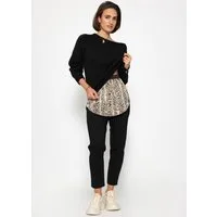 SASSYCLASSY Unterrock Blusenrock aus Spitze für Damen Eleganter Unterrock mit elastischem Bund und Knopfleiste Schwarz
