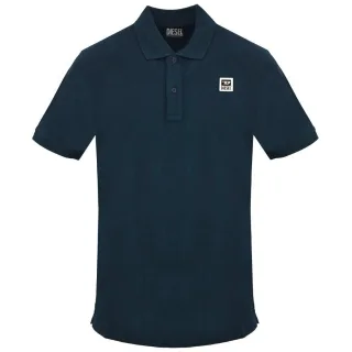 Diesel - Total Eclipse - Poloshirt In Marineblau Mit Kleinem Logo-aufnäher