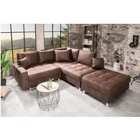 riess-ambiente Ecksofa KENT 220cm antik braun - Federkern, modern, inkl. Hocker u. Kissen, Set 1 Teile, Wohnzimmer · Couch · Microfaser · Federkern · inkl. Hocker · Design