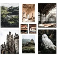 ARTFAVES Bilder-Collage Poster Set Potterhead I mehrteilige Bilderwand I Wandbilder Potter, (Wandbilder modern, 8 St)