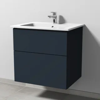 Sanipa 3way Keramik-Set Venticello Keramik-Waschtisch und Unterbau mit 2 Auszügen, Marine-Matt SP3221R