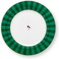 PiP Studio Speiseteller Love Birds Speiseteller Stripes grün 26,5cm, Plate Love Birds Stripes Emerald-Green 26.5cm