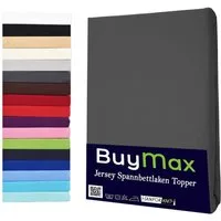 Buymax Spannbettlaken Topper, Spannbetttuch für Topper bis 12 cm Höhe, 100% Baumwolle Jersey, Jersey, Gummizug: Rundumgummi, (1 Stück), Pflegeleicht und Atmungsaktiv, in Verschiedenen Farben und Größen