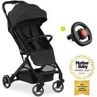 Hauck Kinder-Buggy Travel N Care - Black, Reisebuggy Sportwagen mit Liegefunktion inkl. Lenkrad bis 22 kg