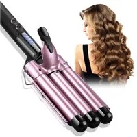 CkeyiN Lockenstab 25mm-Wasserwellen-Lockenstab mit Klappbarem Griff 140℃-220℃, Turmalin-Keramik-Beschichtung, mit LED-Anzeige Verbrühungssichere Spitze und Stütze