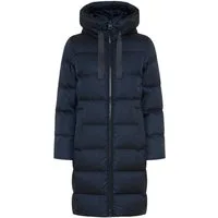 Marc O'Polo Daunenmantel mit 2-Way-Zipper, großer Kapuze und Label-Band