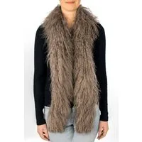 LIRA Deko Wollschal 100 % Lammfell Damen BOA Tibetlamm Schal mongolischer Schal Pelzschal, Design BOA Damenschal, feingelockt, 100 % Tibetlamm, Länge 140 cm