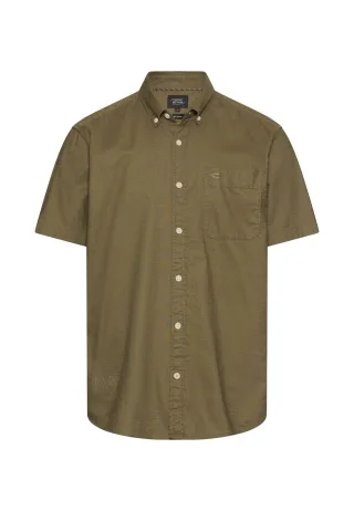 camel active - Kurzarmhemd aus Leinenmix deep olive - Gr. - XXL