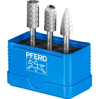 PFERD TOOLS HSS Frässtift Set 86 3-tlg. Zahnung 3 12mm Schaft 6mm universal mittel fein - 22900811