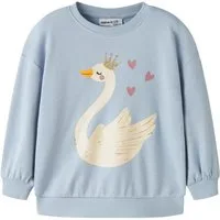 Name It Sweatshirt NMFVALONA LS LONG RLX SWEAT UNB Baumwolle, Druck mit Glitzerdetail
